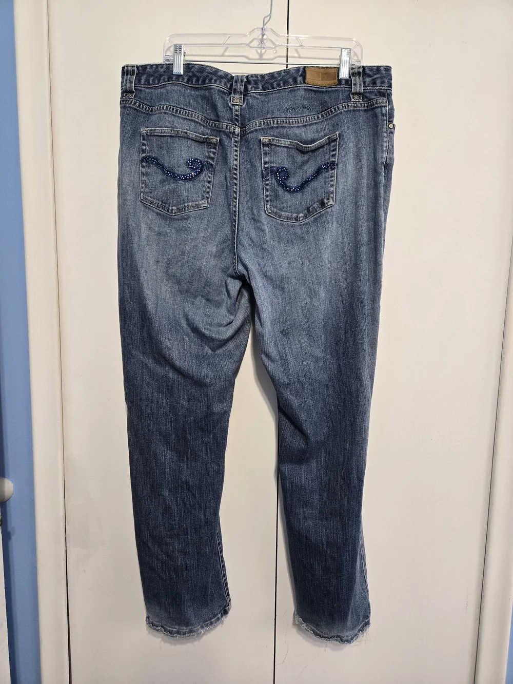 Tommy Hilfiger Hipster Boot Jeans Size 18 Distressed Hem Stretch Denim